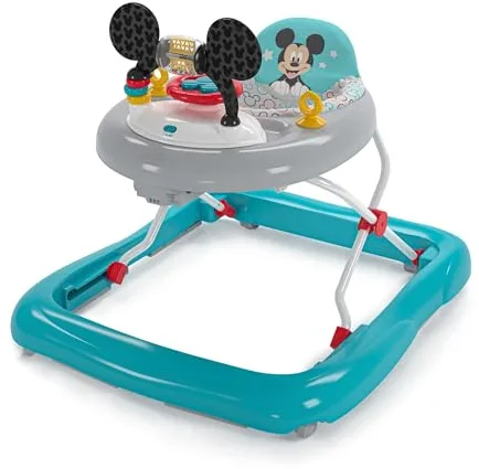 Bright Starts, Andador Bright Starts Disney Baby Mickey Mouse 2 en 1 Activity Walker Toy con centro de actividades: altura ajustable y fácil de doblar, Original Bestie, a partir de 6 meses