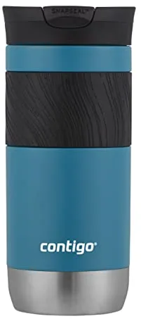 Contigo Byron 2.0 vaso térmico, vaso aislante de acero inoxidable con cierre Snapseal, termo de café, 100 % antiderrame, tapa apta para lavavajillas, sin BPA, mantiene el calor hasta 6 horas, 470 ml