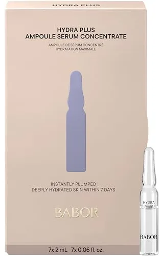 Babor Hydra Plus, Ampollas para el rostro, Con ácido hialurónico para una hidratación intensiva, Fórmula vegana, Ampoule Concentrates, 7 x 2 ml, Transparent