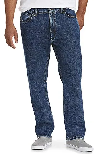 Amazon Essentials Pantalón Vaquero Elástico de Ajuste Recto - Colores interrumpidos Hombre, Lavado Medio, 48W / 32L