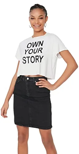 Trendyol Minifalda Vaquera básica Negra para Mujer, Negro, 40