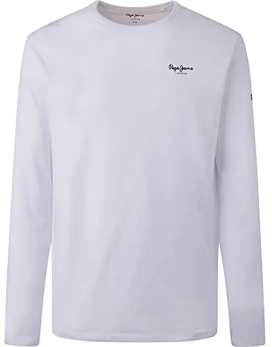 Pepe Jeans Original Basic Camiseta para Hombre Slim Fit Manga Larga Blanco, M