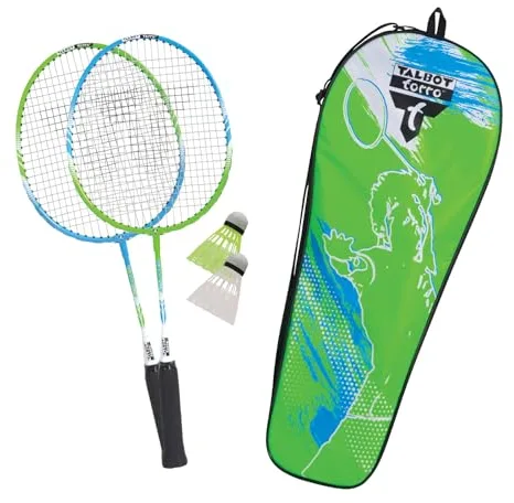 Talbot-Torro 2-Attacker Junior | Set de bádminton Infantil | 2 Raquetas acortadas 53 cm | Incluye 2 Volantes y Bolsa de Transporte | Ideal para Principiantes y Juego recreativo