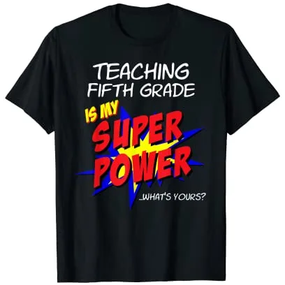 Libro de cómic superhéroe de superhéroe de la escuela de quinto grado Camiseta
