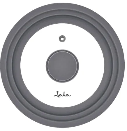 Jata Hogar T16 - Tapa de Sarten Universal de Cristal. Tapa Antisalpicaduras Multidiámetro: 16, 18 y 20 cm. Borde de Silicona. APTA Microondas y Lavavajillas. Compatible con Ollas, Sartenes y Cacerolas
