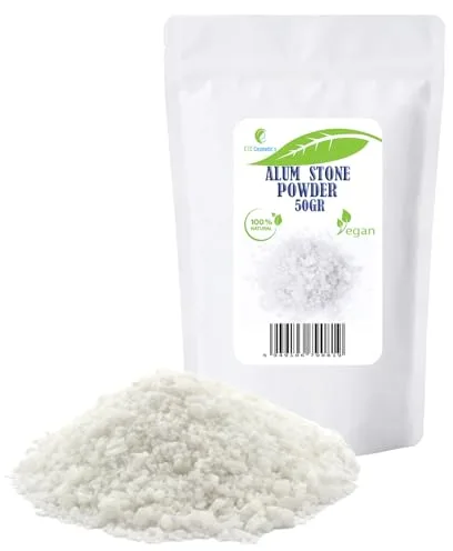 ALUM POLVO (Potasium ALUM) - 50 GR - 100% natural | Ideal para la formulación de desodorantes, cuidado corporal y productos para después del afeitado