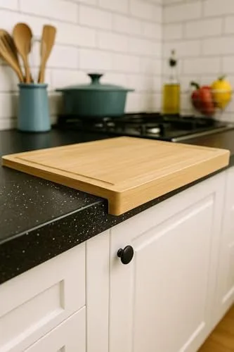 DAMDAM GO Tabla de Cortar de Bambú 45x34 cm – Gruesa, Antideslizante y con Ranura Antigoteo – Duradera y Multifuncional para Carne, Verduras y Cocina Diaria