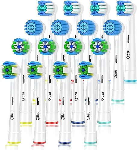 Qitizu Recambios Cepillos Compatible con Braun Oral B Eléctricos Cepillo de Dientes, Cabezales de Repuesto-incluir Precision, Floss, Cross, Sensitive (16 Blanco)