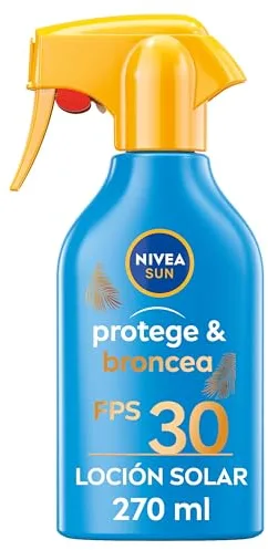 NIVEA SUN Protege & Broncea - Spray Solar FP30 - Protector Solar Corporal - Estimula el Bronceado Natural - Con Activador de Melanina - Hidratante y Resistente al Agua - Todo Tipo de Piel - 270 ml