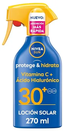 NIVEA SUN Protege & Hidrata - Spray Solar FP30 - Protector Solar Corporal - Protección UVA/UVB Alta - Rápida Absorción - Resistente al Agua - Hidratación 48h - Todo Tipo de Piel - 270 ml