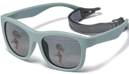 Musivon Gafas de Sol Niño 6 meses - 3 años, niño y niña Polarizadas gafas de sol bebe, marco flexible para vacaciones en la playa