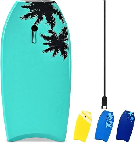 RELAX4LIFE Tabla de Natación Portátil de XPE HDPE con Cuerda de Sujeción, Tabla de Surf Antideslizante para Niños y Adultos Unisex, Bodyboard para Piscina y Playa (83x47x5,5cm, Modelo 1-S)