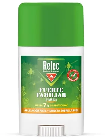 Relec Fuerte Familiar Barra Antimosquitos, Repelente de Mosquitos 50 ml, Eficaz contra el Mosquito Tigre, Eficacia y Protección contra las Picaduras de Mosquitos en Zonas Templadas