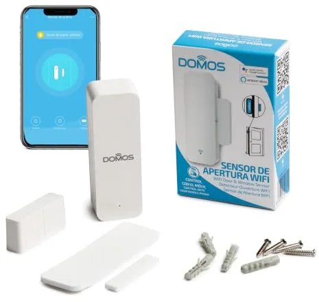 Domos - Sensor WiFi de Apertura de Puertas Inteligente | Detector de Apertura Smart Home para Puerta o Ventana | Compatible con Alexa y Google Assistant | Domótica para el Hogar