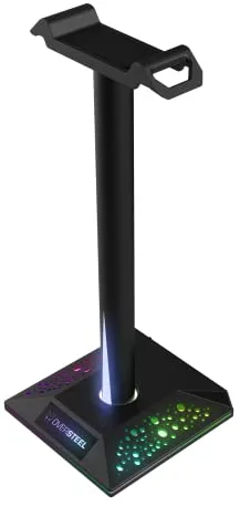 Oversteel - Stellite Soporte Auriculares Gaming, 10 modos de Retroiluminación RGB, Base Anti-deslizante,USB, Negro
