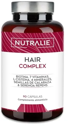 VITAMINAS PARA EL CABELLO Biotina + Zinc + Selenio - [PREMIO 2022] Pelo Mujer Hombre - Hair Complex con L-Cisteina - 90 Cápsulas Vegetarianas Nutralie