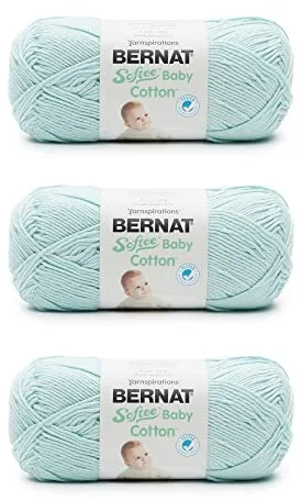 Bernat Softee Baby Cotton Aqua Mist - Ovillo de lana para bebé, paquete de 3 unidades de 4.25 onzas, mezcla - 3 DK (ligero) - 254 yardas - Tejido/ganchillo