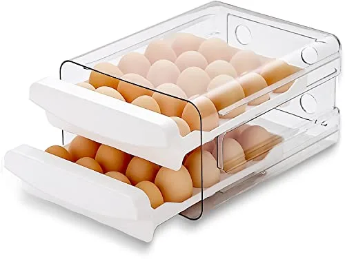 HOMQUEN Huevera Para Refrigerador, 40 Rejillas/2 Capas, Caja De Almacenamiento De Huevos Frescos (Paquete De 1)