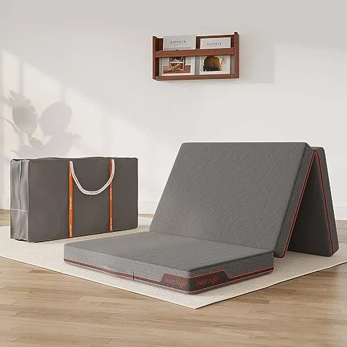 Sweetnight Colchón Plegable de Espuma Viscoelástica 90x190cm, Grosor de 10cm, Colchón Plegable Invitados de Tres Partes con Bolsa de Transporte, Funda Cómoda y Transpirable, 90x190x10cm