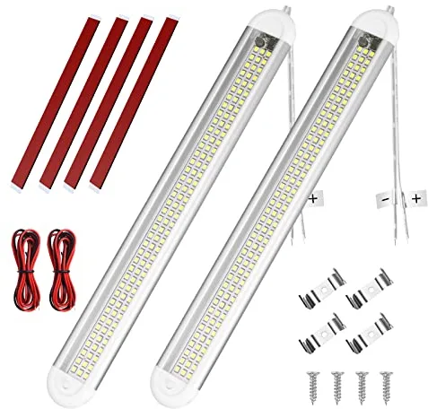 URAQT LED Iluminación Interior del Coche, 12V-85V 8W Barra de Luz con Interruptor, 2PCS 120 Leds 6500K Tubo Lámpara para Vehículos, Caravana, RV, Barco, Camper, Gabinetes