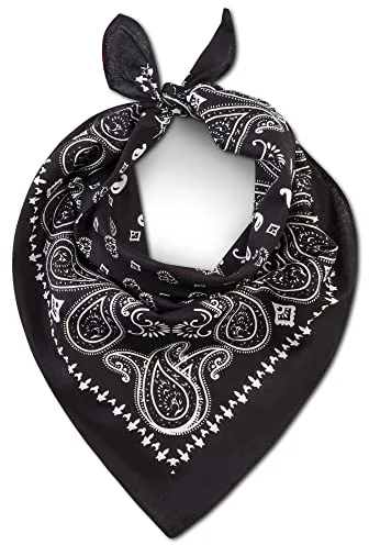 LOVARZI Bandana hombre y mujer negra de algodón premium - Pañuelo cabeza versátil y cómodo para deportes y moda - Pañuelo cuello motero