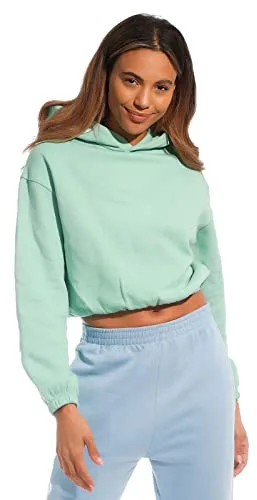Light & Shade Sudadera Corta con Capucha para Mujer, Menta, S