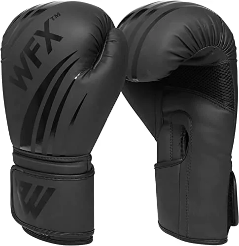 WFX Guantes de Boxeo Profesionales de Cuero para Artes Marciales Mixtas, Sparring, Kickboxing, Saco de Boxeo, Entrenamiento Muay Thai Lucha (14 oz)