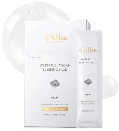 d’Alba Paquete de Mascarilla Nocturna Vegana con Trufa Blanca Italiana, Sérum Facial sin Aclarado para Piel Seca y Sensible, Cuidado de la Piel Coreano (4 ml x 12 unidades)