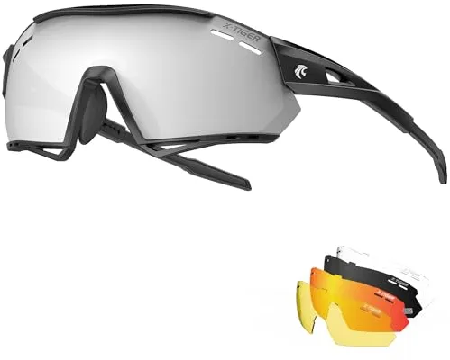 X-TIGER Gafas Ciclismo Hombre Polarizadas Gafas Ciclismo con 5 Lentes Intercambiables UV 400