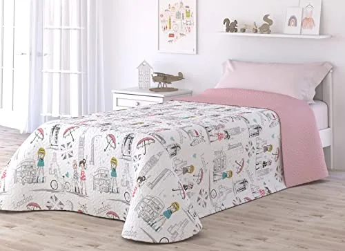 Victorio & Lucchino Colcha Infantil de Verano y Primavera. Ligera Colcha cubrecama de Microfibra. (Londres, Cama 105cm)