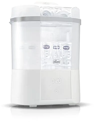 Chicco Esterilizador Eléctrico All in One, Esterilizador de Biberones, Sacaleches y Chupete, 3 Configuraciones, Función Secado, Esteriliza a Vapor Hasta 6 Biberones de 330 ml