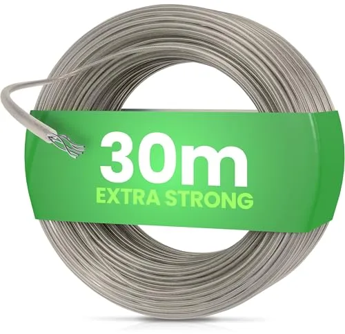 SimplySmooth Cuerda para Tender 30 m (Disponible en 3 Longitudes) - Extrafuerte Gracias a núcleo de Acero, Cuerda para Ropa en Exterior, jardín o Camping, Apta para tendedero Exterior Giratorio