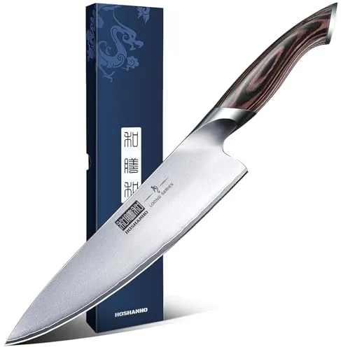 HOSHANHO Cuchillo de Cocina de 20 cm, Cuchillo de Chef Profesional de Inoxidable Alemán, Cuchillos de Cocinero Súper Afilada para Chef