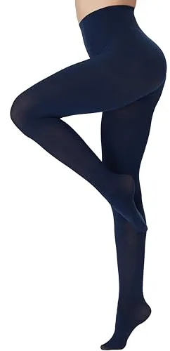 DUCMODA Medias para Mujer 80D Pantimedias Mutlicolor Leotardos de Cintura Alta Pantys y Media de Fiesta y Uso Diario,azul marino, l