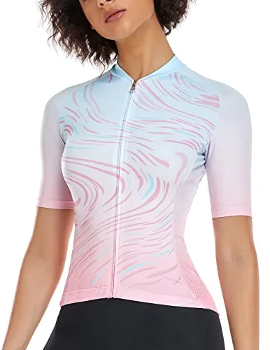 Santic Maillot Ciclista Mujer Top Ciclismo Bicicleta Bici Transpirable Secado Rápido Rosa EU XL