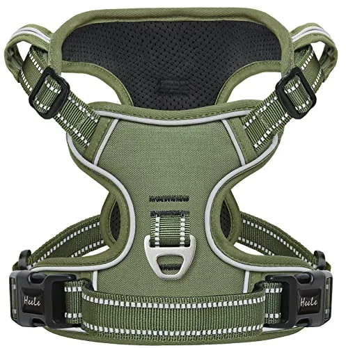 HEELE Arnes para Perro Antitirones Arnes Perro Ajustable Transpirable Reflectante Cómodo Arnes Tipo Chaleco Arnés para Perros Camuflaje Arnes Perro Pequeño Mediano, Verde Ejército, M