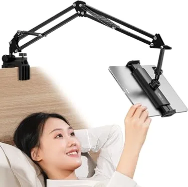 ULANZI Soporte Tablet Cama, 360° Giratorio, Aluminio para iPad 2021 Pro 9.7, 10.5, 12.9, Air Mini 3, 4, 5, Samsung Tab y Huawei MediaPad
