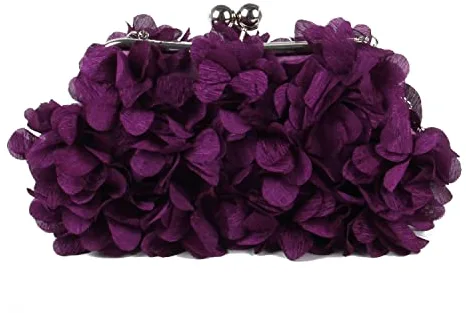 SUKUTU Bolso de Mano de Noche para Mujer Bolso de Noche con Flores Bolso de Hombro con Cadena para Fiesta de Boda para Mujer, Monedero