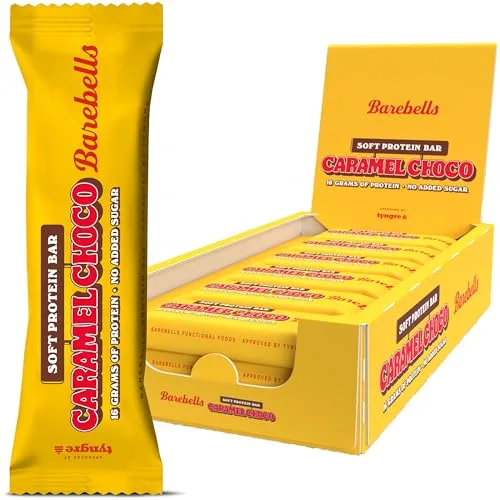 Barebells - Barritas Proteína - 16g Protein x Bar - Baja en azúcar y Calorías - Sin Aceite de Palma - Caramel Choco (12 Barritas x 55g)