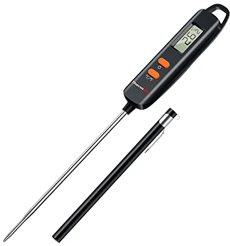 ThermoPro TP516 Termómetro Digital de Carne - Lectura Instantánea y Alta Precisión, Termómetros Cocina con Sonda Larga para Carne, Agua y Barbacoa, Negro