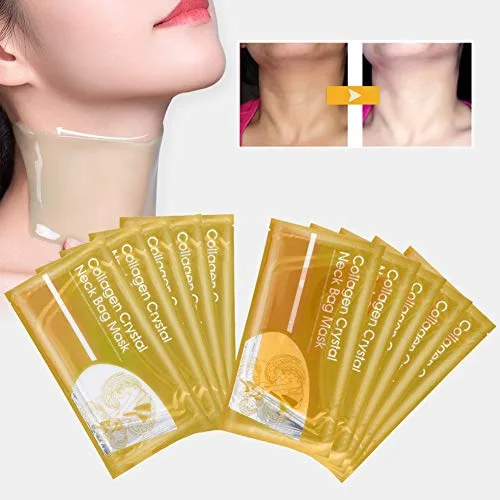 Mascarilla de Colágeno para el Cuello, 5 Piezas Mascarilla Reafirmante de Colágeno para el Cuello Antiarrugas Almohadillas para el Cuello de Colágeno Parche Parches para Levantar las Arrugas(Oro)