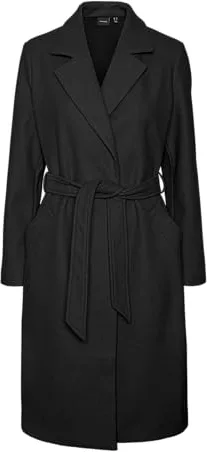 VERO MODA Chaqueta larga Vmfortuneaya Ss23 para mujer, negro/detalle: sólido, L, Negro/detalle: sólido., L