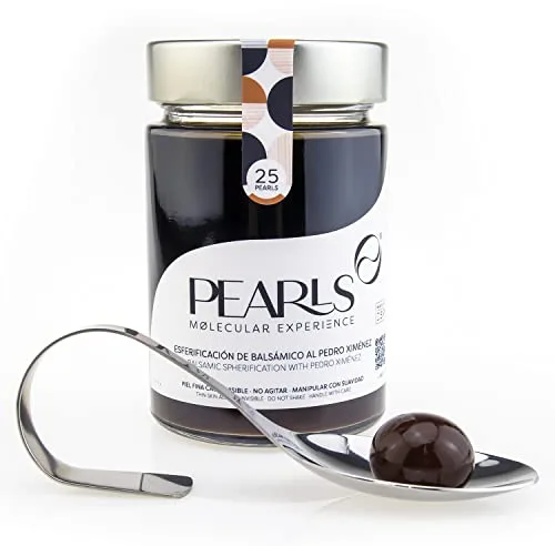 Pearls de Balsámico al Pedro Ximénez (25 unid) - Esferificaciones Premium listas para degustar (25 unid.). Aliña y condimenta como un Chef. Productos Gourmet.