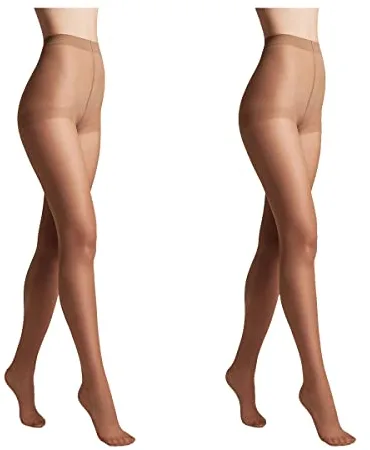 Conte elegant Pack de 2 pantis de mujer resistentes semimate - pantis de mujer finos con bragas marcadas - liso SOLO 20 color Bronce talla 3