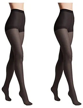 Conte elegant Paquete de 2 pantis de mujer duraderos semimate - pantis de mujer finos con bragas marcadas - color liso SOLO 40Negro Talla 4