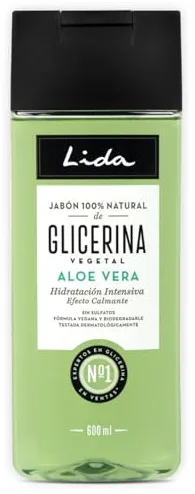 Lida - Jabón Líquido 100% Natural de Glicerina y Aloe Vera | Gel de Ducha y Baño | Limpia e Hidrata en Profundidad todo Tipo de Pieles | Elaboración Tradicional - 600 ml