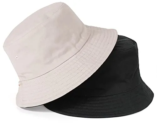 TAGVO Oversize XXL Sombreros Pescador Mujer Reversible Bucket Hat Algodón Plegable Sombrero de Cubo Unisex Gorros de Sol de Playa para Excursionismo Cámping Viaje 58-65cm