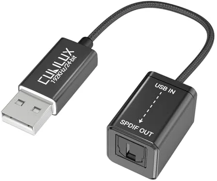 Cubilux Adaptador de Audio óptico USB A a TOSLINK, convertidor Digital unidireccional USB Tipo A a SPDIF, transmisor S/PDIF para computadora portátil, PC Solamente, NO para TV u Otros Dispositivos