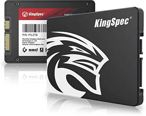 Kingspec SSD 2TB 2,5" SATA III, TLC 3D NAND Flash Disco Duro Interno, Lectura de Hasta 570 MB/s, para Escritorios/Computadoras Portátiles/Todo en Uno