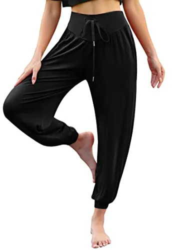 Terecey Pantalón Yoga Mujer Pantalon Bombacho de Cintura Alta Pantalones Harem Mujer Verano Pantalones Deportivos Transpirables para Correr Gimnasio